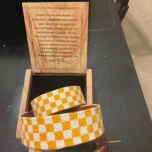 Smathers & Branson University of TN Checkered Needlepoint Belt in Orange & White
